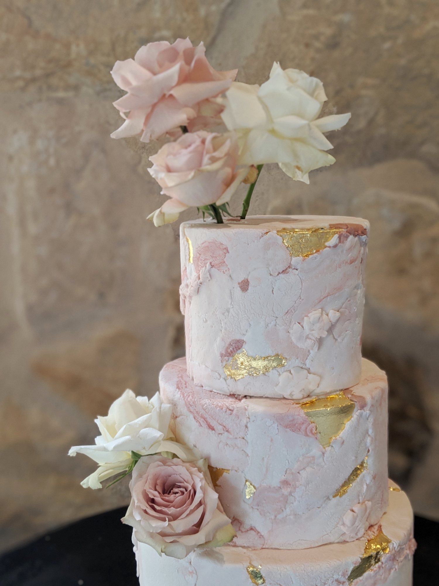 3 tier stone textured wedding cake sydney