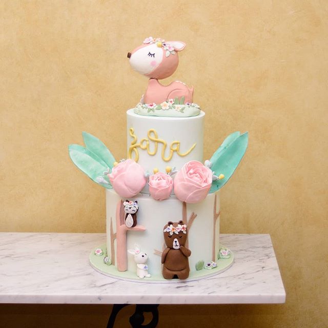 Kids Woodland Themed Birthday Cake